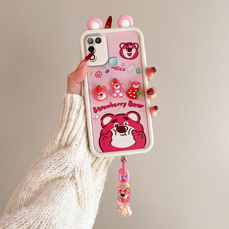 KEYSION Чехол с милым 3D-мультяшным изображением уха для Infinix Hot 11 Play с браслетом, мягкий силиконовый противоударный чехол для телефона Infinix Hot 10 9 Play