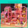 Красочный светодиодный свет Огромный кукольный домик 14 комнат 7 дизайнов Идеальный подарок для девочек