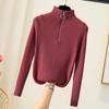 Осенний новый длинный рукав облегающий свитер женский зимний полувысокий воротник на молнии вязаный свитер женский модный базовый теплый трикотажный свитер 24968