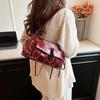 Fashion Underarm Shoulder Bag Red Silver Female Bag PU Leather Armpit Bag Chain Handbag Tote Clutch Bag High Capacity