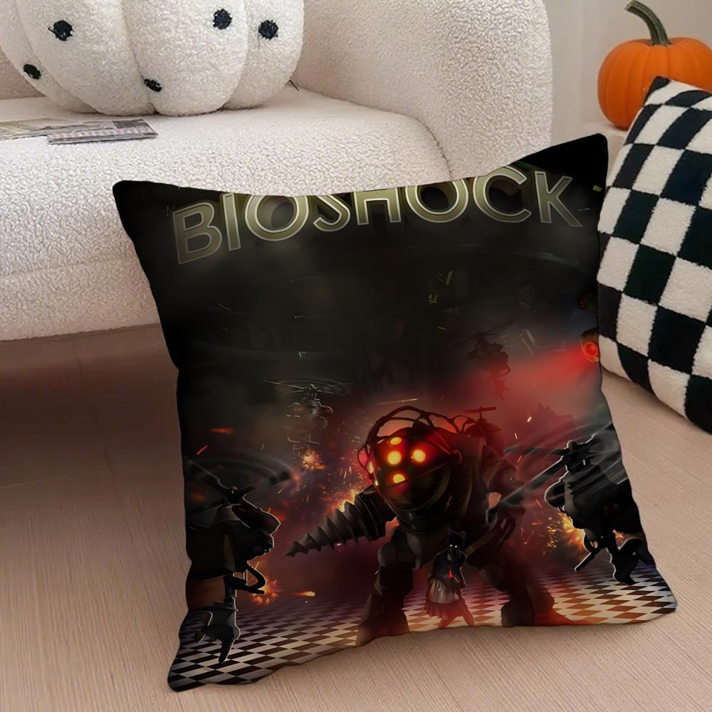 game scifi BBioshock IInfinite Cushion Cover Throw Pillow Cover Hidden Button Durable Polyester Chair Cushion