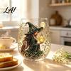 Creative Cocktail Cup for Parties Magic Witch Glass Cup Retro Halloween Theme Transparent Drinkware Unique Fantasy Pattern Print Glassware Cocktails