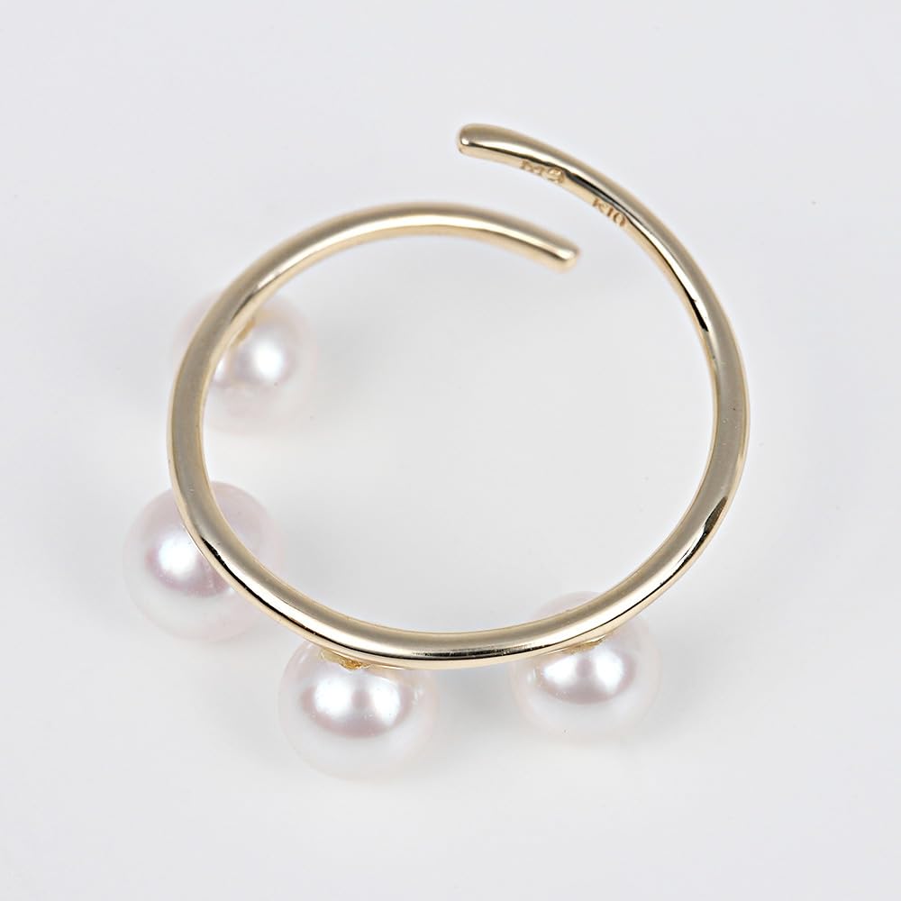 Akoya Pearl Hoop Ear 10K Pearl Earrings 4.0mm Cuff, Gold, Women's [Gift Wrapped]