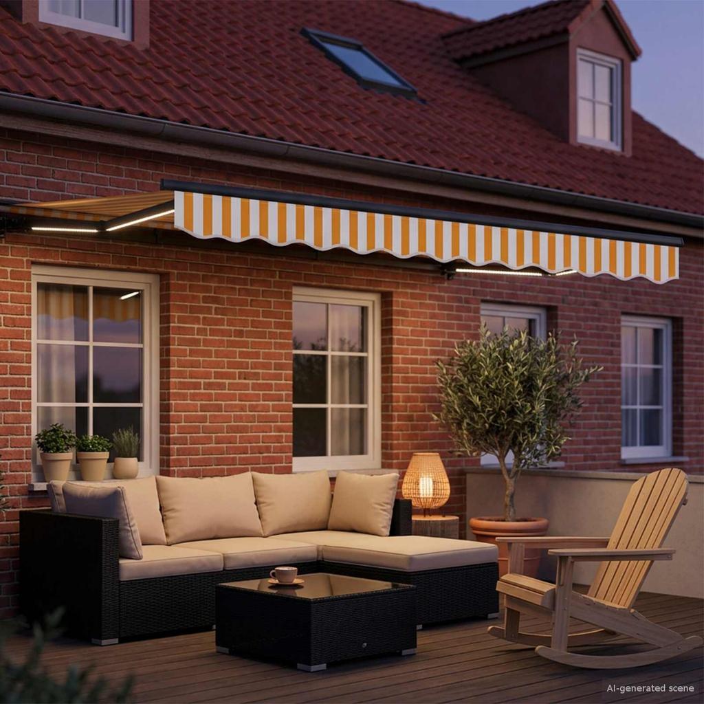 Electric Retractable Awning Yellow White Anthracite 2.5 x 2 m