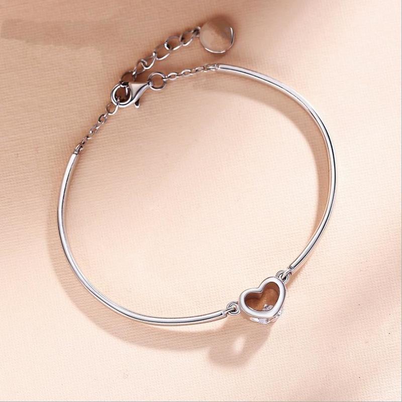 Новые модные женские браслеты из серебра 925 пробы для девочек, ювелирные изделия, винтажный браслет с цирконовым сердечком для женщин, подарок на День Святого Валентина