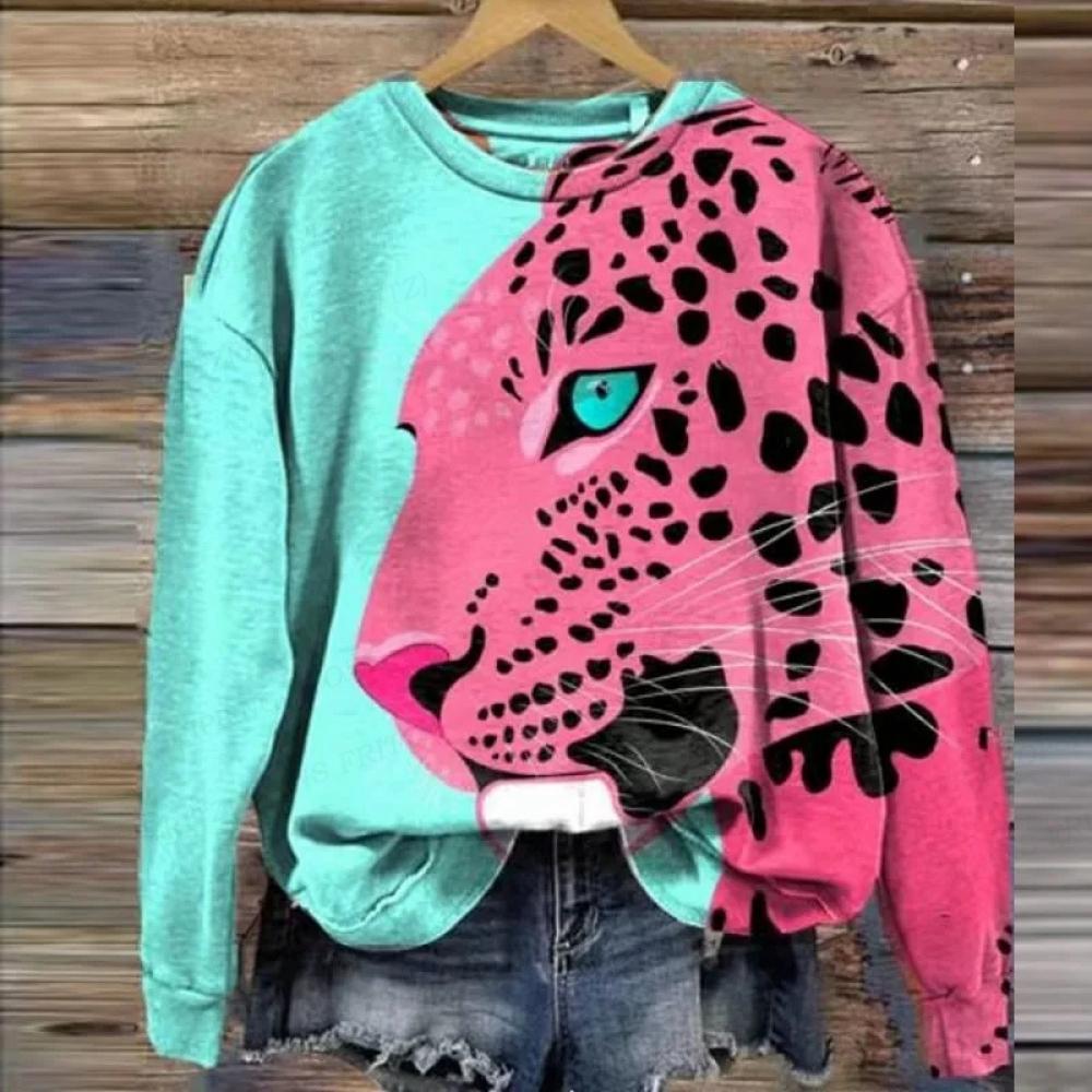 Leopard 3d Print Hoodies Women Fashon Hoodie Animal Tiger Sweats Women's Hoodies Sweatshirt Round Neck Coats  Floral Clothes