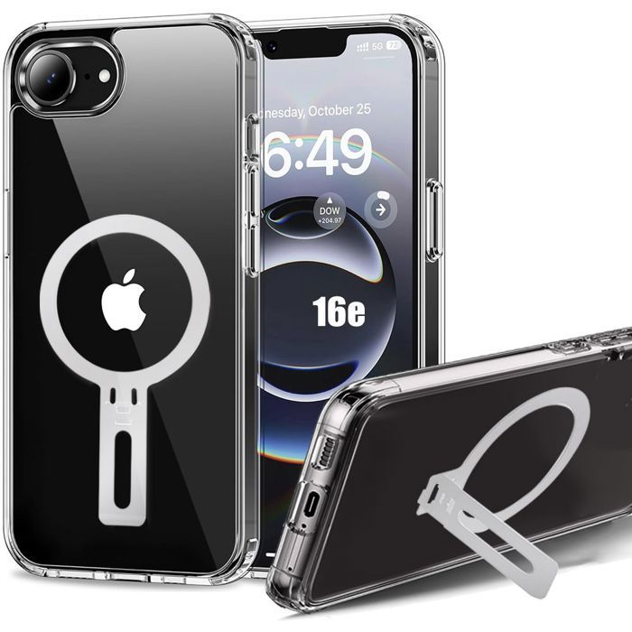 Coque de protection - BOOLING - pour iPhone 16e - Silicone Antichoc - Support Magnétique - Transparent