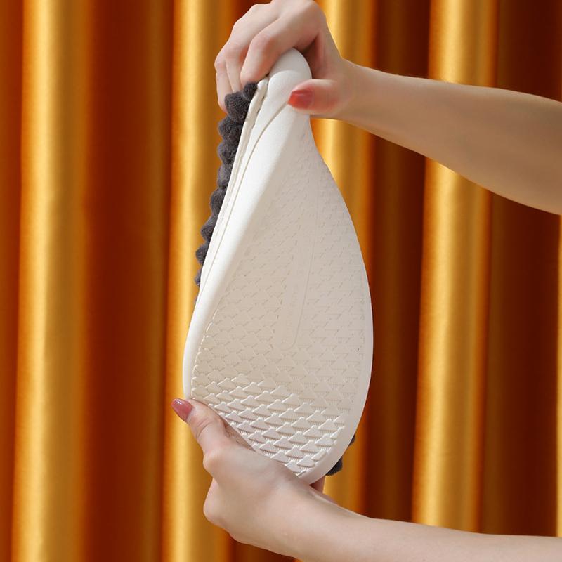 Home Slippers Men Plus Size Plush Winter Warm Soft Slippers Male Stripe Indoor Slippers Fashion Trend House Shoe Solid EVA