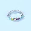 Bamoer 925 Sterling Silver Rainbow Heart Finger Ring Women Ring Precious Jewelry Gift