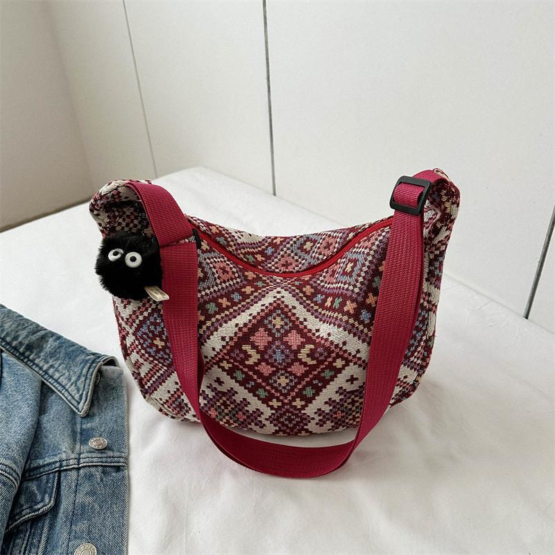 Fashionable 2023 Fall Trendy Shoulder Bag Chic Street Style Dumpling Bag In Canvas