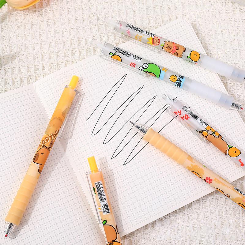 6 шт. милые гелевые ручки Capybara, быстросохнущие, пишущие, гладкие, мягкие, нейтральные ручки, эстетичные канцелярские принадлежности, подарки