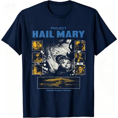 Project Hail Mary Vintage Collage Graphic T Shirt Sci Fi Book Fan 2026 Unisex Casual Street Short Sleeve Pure Cotton Tee