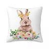 Кролик Пасхальные Яйца Цветы Наволочка Принтованная Ткань Чехол для Подушки Декоративная Наволочка Наволочка для Подушки Домашняя на Молнии X