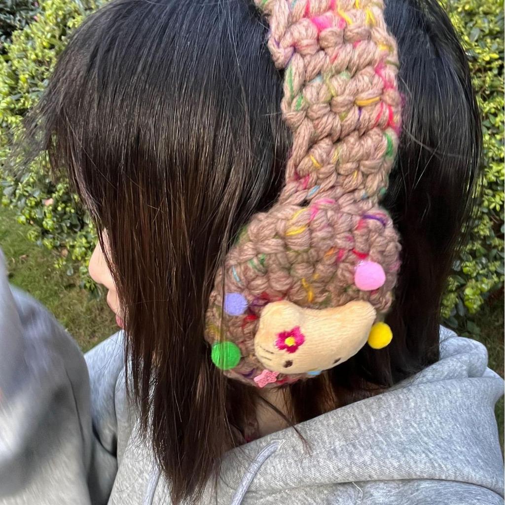 CornerParty шерстяные наушники ручной работы: Теплый, универсальный и милый с уникальными цветными шариками.