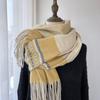 Scarf For Women, Autumn And Winter, High-End Feeling, Imitation Cashmere Plaid Tassel Shawl, Student Thick And Warm Scarf