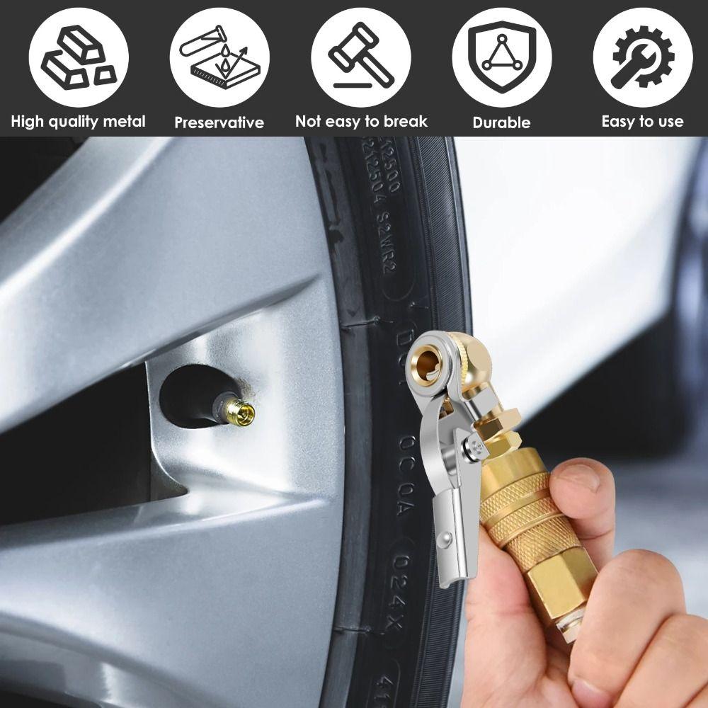 2Pcs Closed Flow Air Pump Inflation Nozzle 1/4inch FNPT Ball Tire Inflator Nozzle for Air Chucks