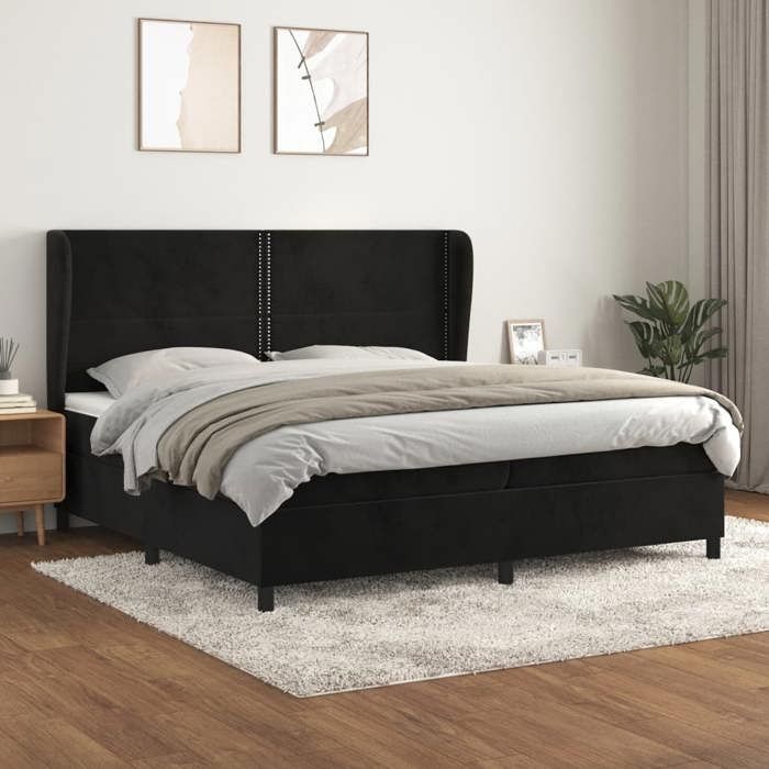 Maison Exclusive - Sommier à lattes de lit et matelas Noir 200x200 cm Velours