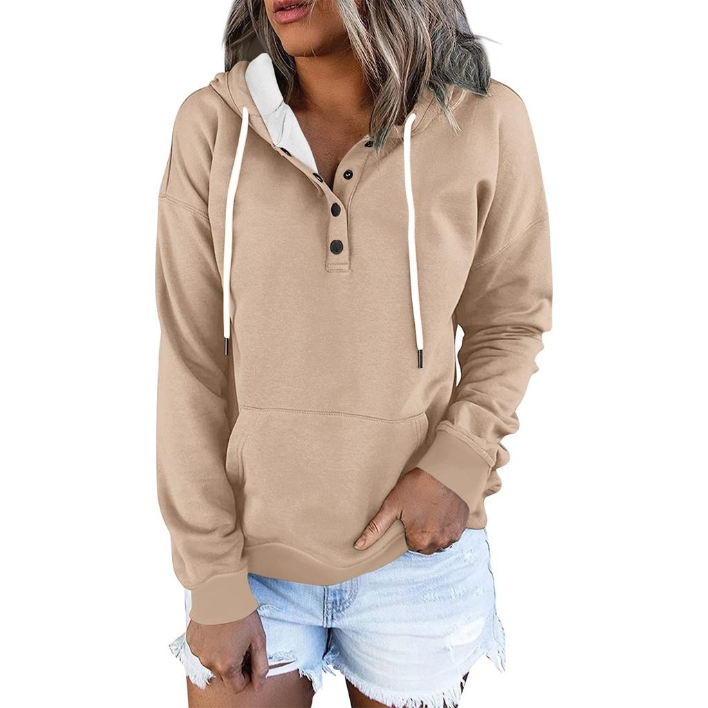 Women's Casual Fashion Solid Color Long Sleeve Pullover Hoodies Sweatshirts
