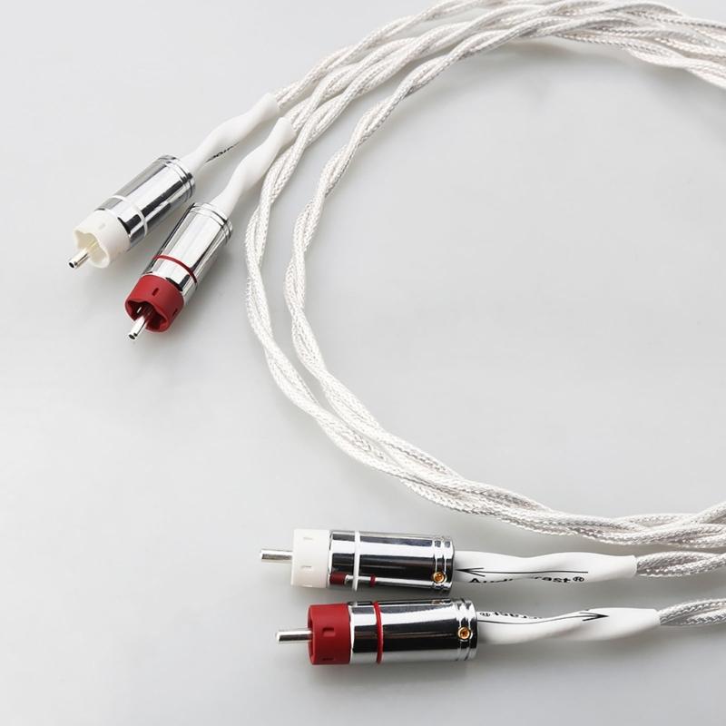 Премиальный 2-жильный кабель с серебряным покрытием 2RCA на 2RCA для чистой передачи звука в системах домашнего кинотеатра