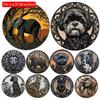 1pc 2d Flat Round Wooden Sign - 20cm Lion Theme Bar Hotel Cafe Living Room Decoration
