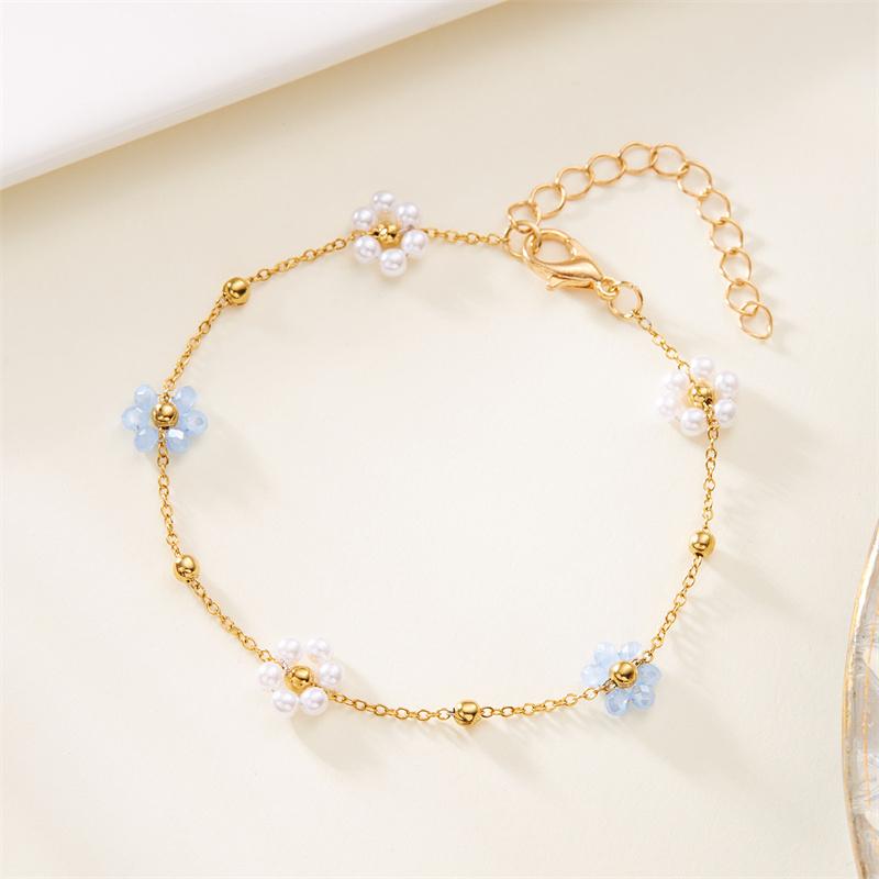 New ins Creative Pearl Flower Bracelet for Women Girl Fashion Bohemian Beaded Adjustable Bracelet Summer Jewelry Gifts