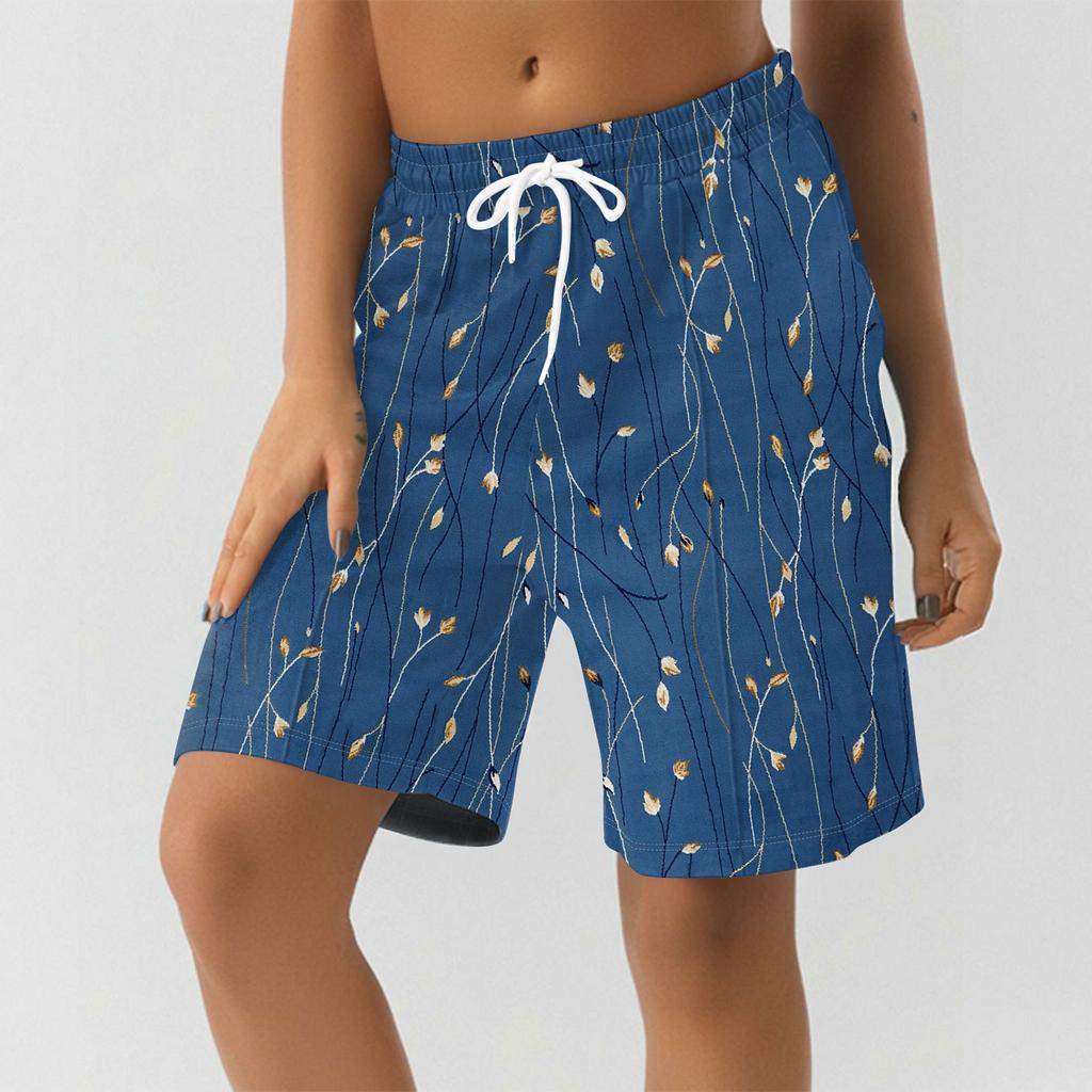 Shorts For Women Printing Workout Running Soft Yoga Shorts With Pockets