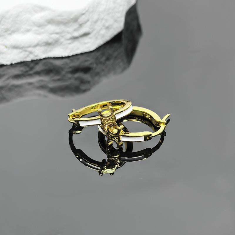 Серьги 2025 Ретро Белая Эмаль Триумфальная арка - Женские Классические Легкая Роскошь Ювелирные изделия