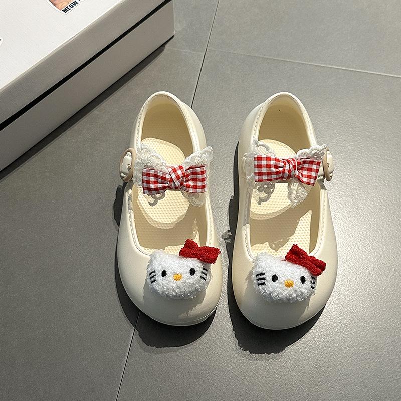 Милые мультяшные туфли Мэри Джейн с бантом женские 2025 лето новые Hello Kitty уличная сумка головные сандалии одинарная обувь