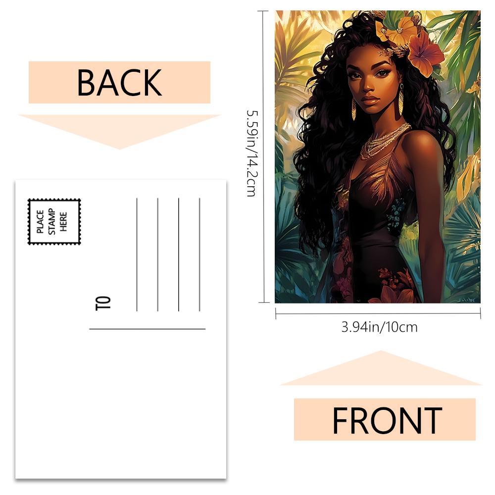 32 шт., Открытки с портретами чернокожих женщин, Женское очарование, Подарки на день рождения/юбилей, Коллекционные предметы, Подходят для дарения, Можно отправлять по почте.