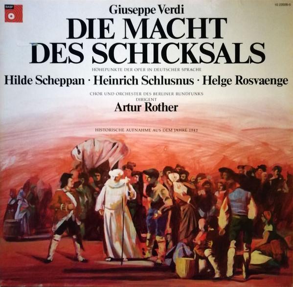 LP Record GIUSEPPE VERDI HEINRICH SCHLUSNUS Die Macht Des Schicksals 10220265 BASF 1974 Germany Classical Used