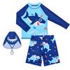 Boys' Long Sleeve Cartoon Swim Set - Quick-Dry, Sun Protection for Kids
