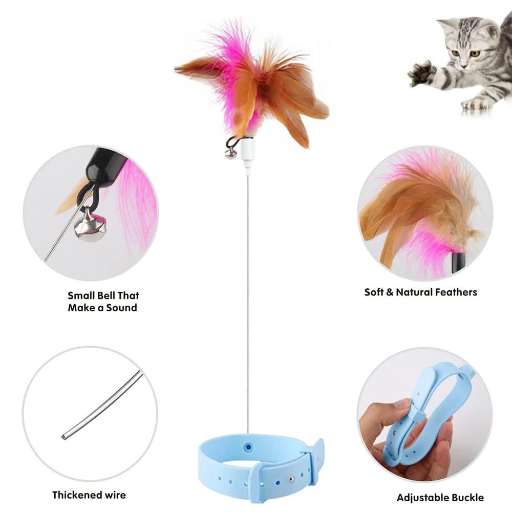 Silicone Cat Collar with Feather Toy and Bell for Interactive Kitten Training