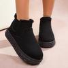 Туфли на плоской платформе, женские зимние теплые ботинки из короткого плюша, повседневная обувь из замши и меха, ботильоны челси, удобные ботинки