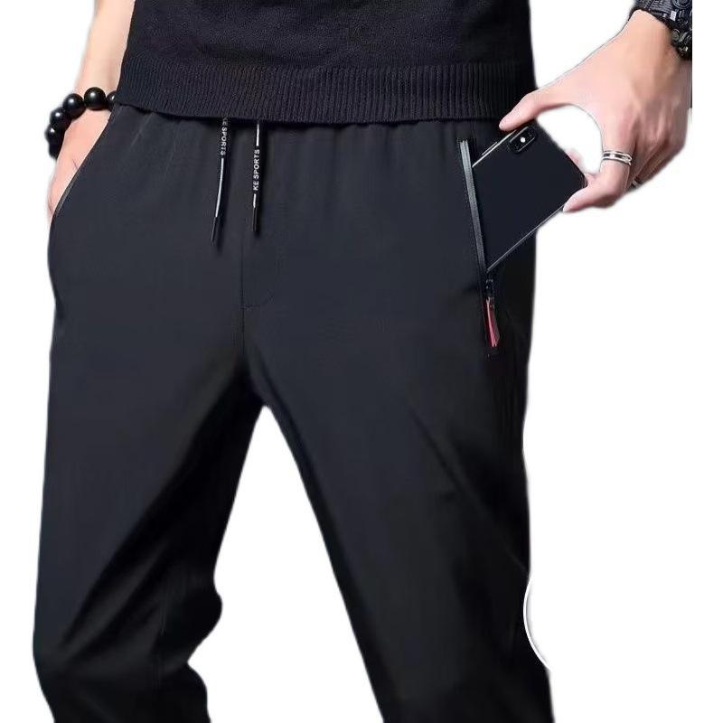 Мужские повседневные брюки Stretch Slim Fit с эластичной резинкой на талии Jogger корейские классические синие черные серые мужские фирменные брюки 5XL Plus Size