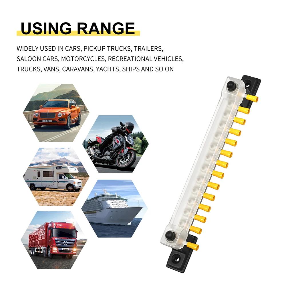 12-канальный 6-канальный RV Yacht Single DC 150A High Current BusBar Автомобильный прямой шинный блок 12-48 В Клеммы Болтовые шпильки Блок предохранителей