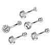 5Pcs/Set Stainless Steel  Navel Belly Button Rings Bar Piercing Jewelry