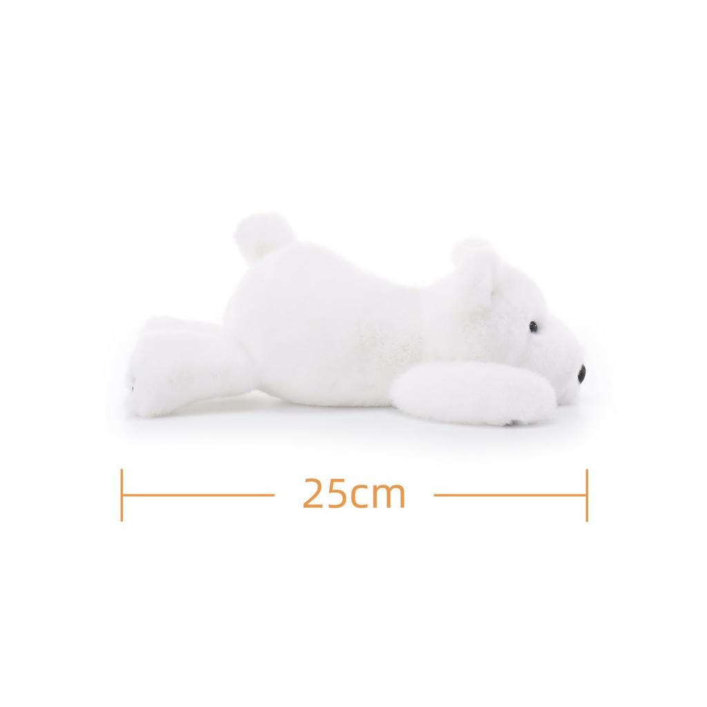 Apricot Lamb Sleeping Polar Bear Plush Toy for Kids, Soft and Cute, Fluffy Sleeping Polar Bear for Girls and Boys, 25cm
