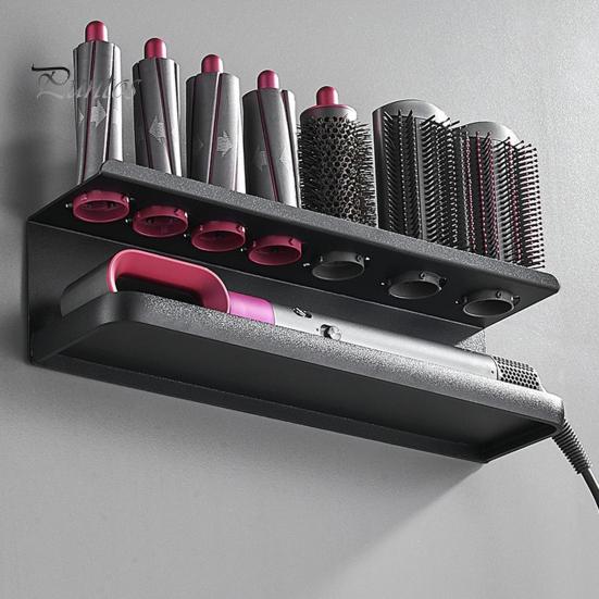 Настенная стойка для хранения фена для волос, прочная, несущая, простая в установке, многофункциональный выпрямитель для ванной комнаты, органайзер для инструментов для волос
