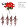 Pendant Bouquet for Window Christmas Poinsettia Hanging Garland, Artificial Silk Flowers with Red Berries Tree Decor And Greenery, 85cm Outdoor