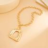 SHIXIN Punk Style Hollow Out Square Pendant Necklace for Women Retro Geometry Pendant Choker Lady Clavicle Chain Party Jewelry