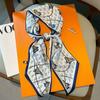 Luxury Design Long Silk Scarf Women Summer Fashion Bag Handle Ribbon Ladies Horse Print Headband Small Hair Scarves Female