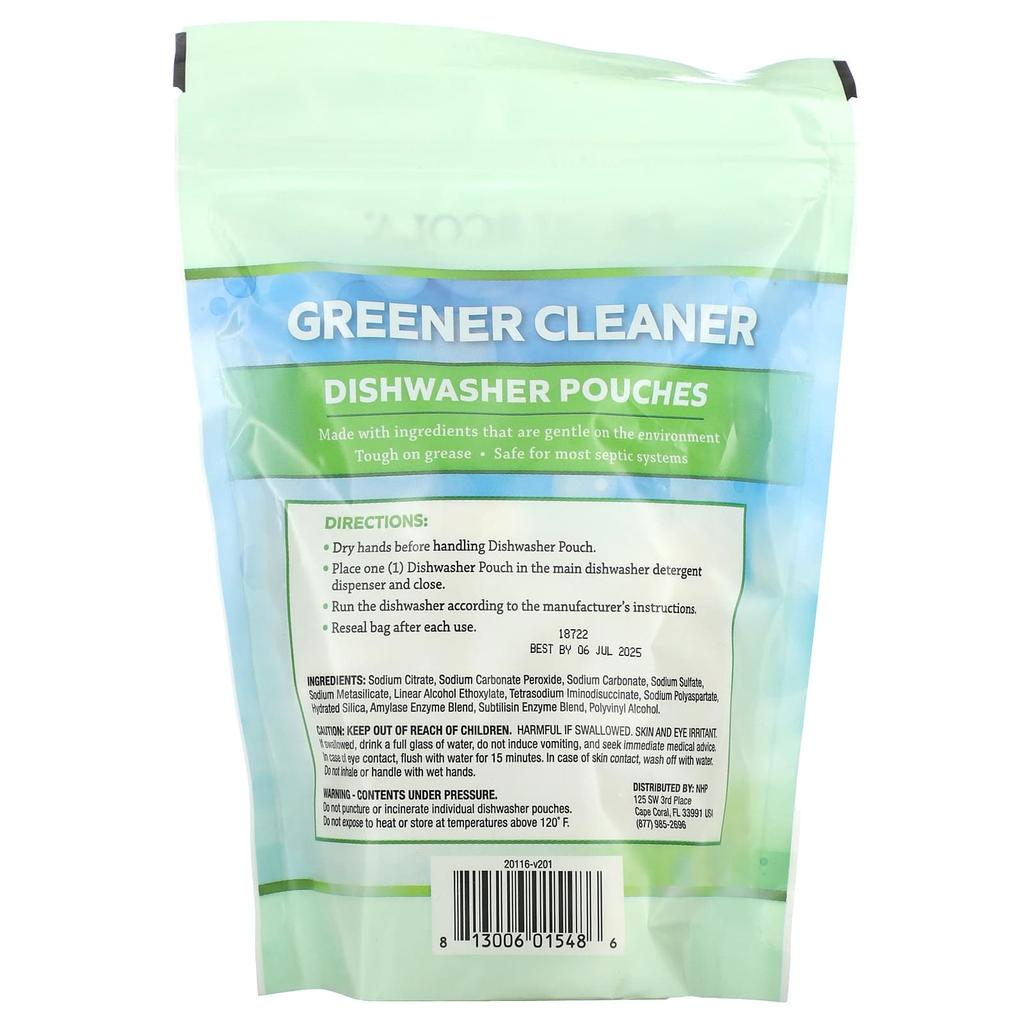 Dr. Mercola Greener Cleaner, Dishwasher Pouches, 24 Pouches, 431G(15.2Oz)