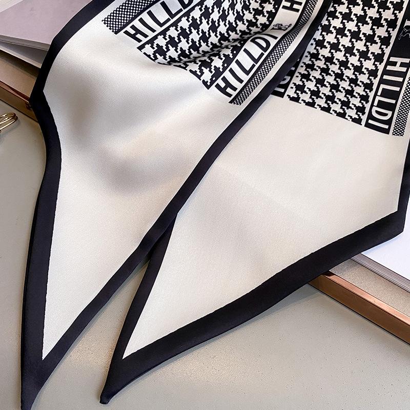 1116 New Qiandongge Fashion Long Towel Ribbon French Hair Band Tie Bag Pointed Corner Versatile Neck Protector Suit Scarf Women