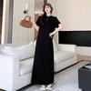2025 New Summer Women Plus Size Dress Vintage Basic Cotton Solid Oversized Casual Loose Long Dress