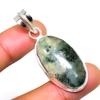 Prehnite Gemstone 925 Silver Plated Handmade Jewelry Pendant 1.89"