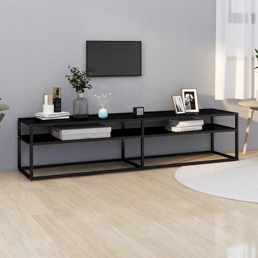 Vidaxl Szafka Pod Tv, Czarna, 180X40X40,5 Cm, Szkło Hartowane