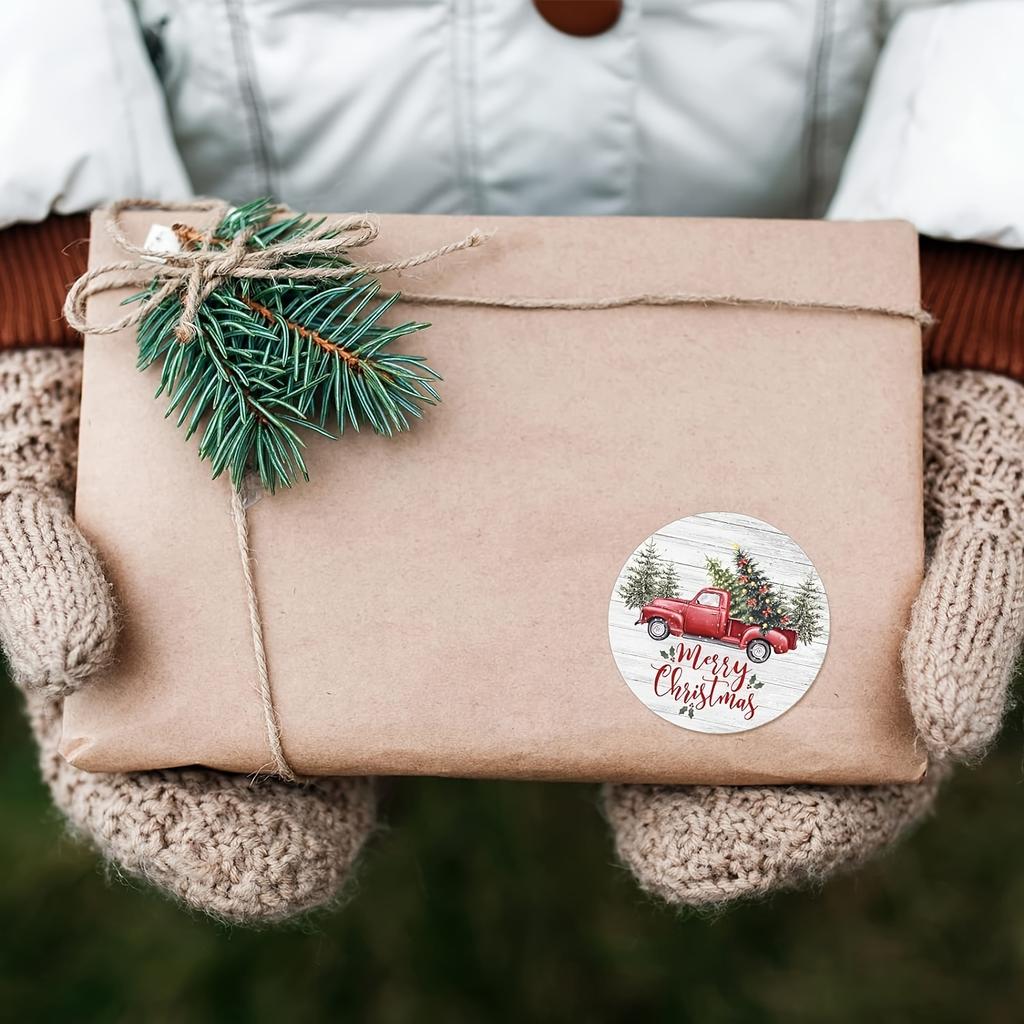 500pcs Assorted Christmas Stickers Roll, Mixed Color Paper Adhesive Labels with 'Merry Christmas' & 'Happy Holidays' Tags for Gift Wrapping & Sealing