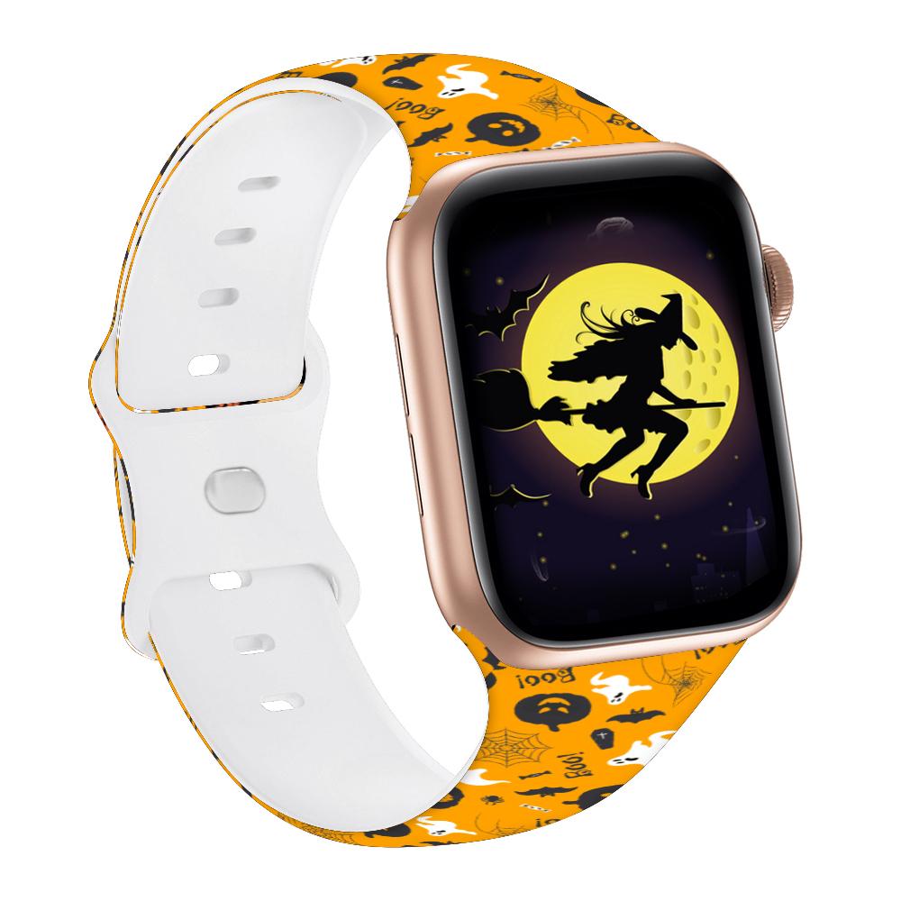 Силиконовый ремешок для Apple Watch Band 44 мм 40 мм 45 мм 49 мм 41 мм 38 мм 42 мм Хэллоуинский браслет iwatch series 9 7 se 3 5 4 6 8 ultra 2