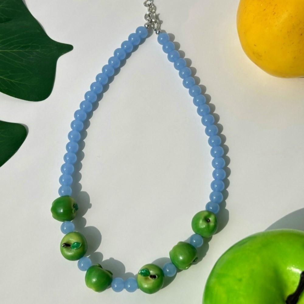 Vintage Colorful Choker Stackable Retro Necklace Simple Fruit Bead Necklace Gift