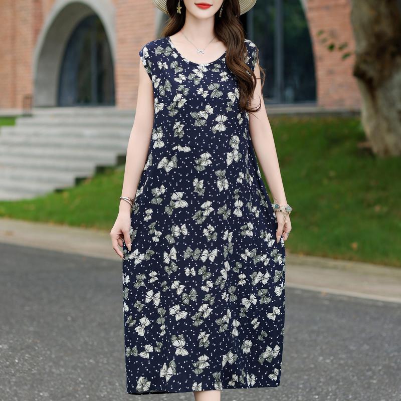 Повседневные женские платья летняя винтажная одежда больших размеров без рукавов свободное длинное платье